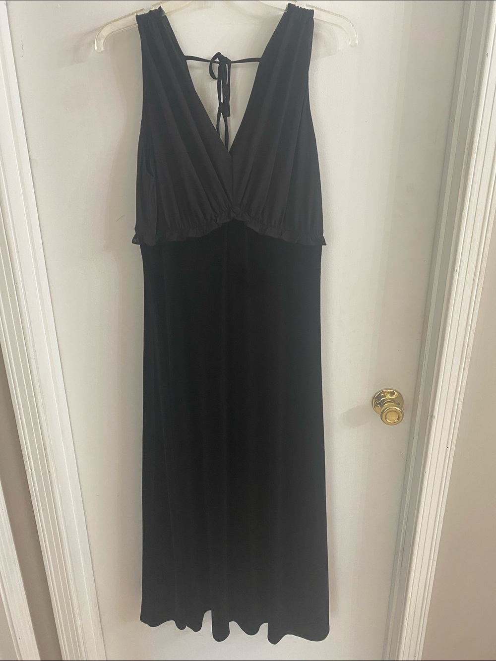 Taylor Black V-Neck Tie-Back Maxi Dress